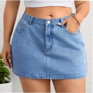 SHEIN Women's Light Blue Jean Skort